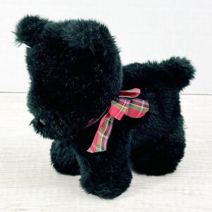 Scotties Softsheen Black Scottie Terrier Puppy Dog Plush Stuffed Animal Bow 7"